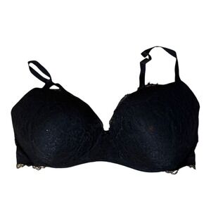 Lace Plunge Bra Sexy Everyday Comfort Support Black Bra 38DD‎